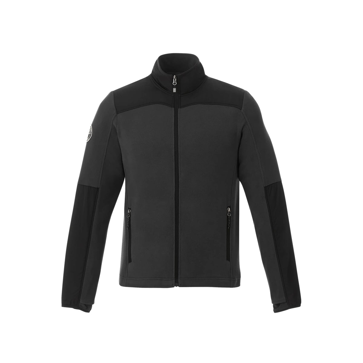 Roots73 Briggspoint Microfleece Full Zip Jacket for Men Laser Engraving - Black/Black - Front Flat