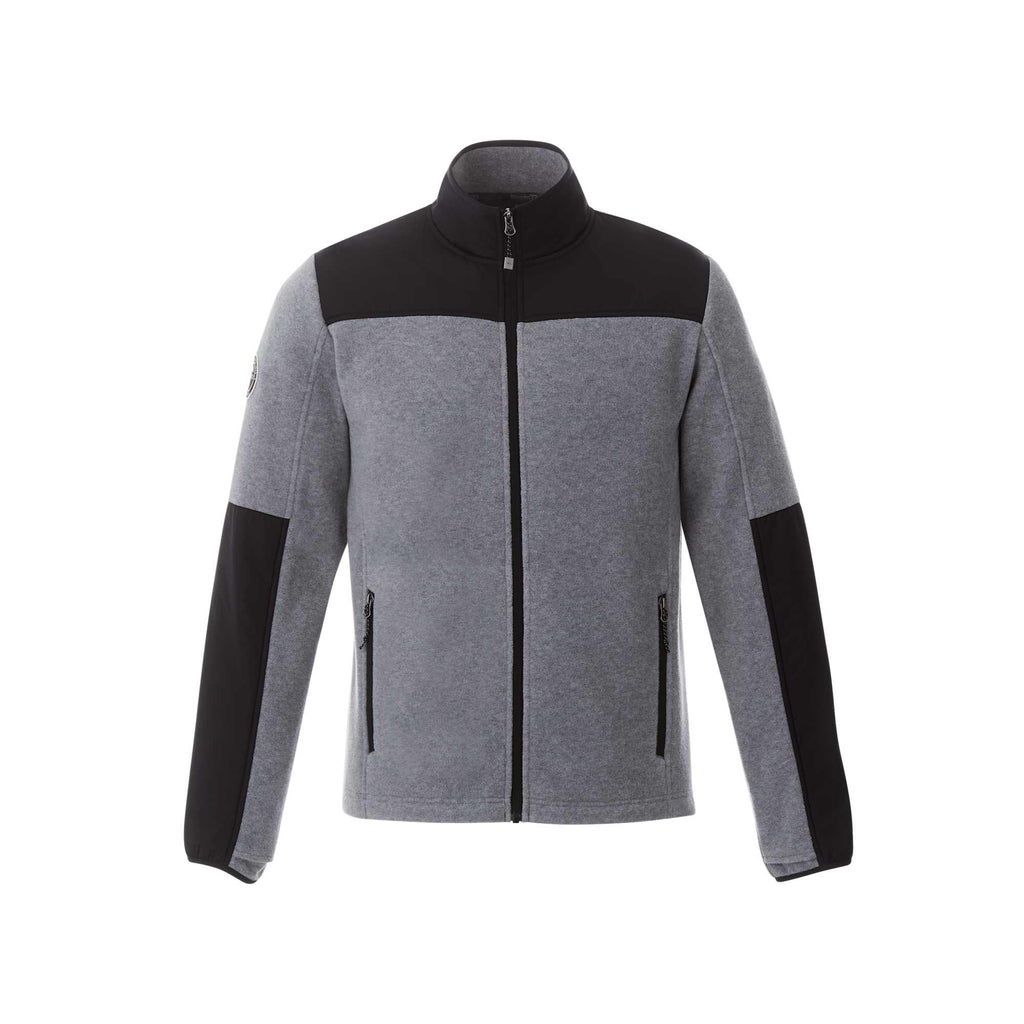 Roots73 Briggspoint Microfleece Full Zip Jacket for Men Laser Engraving - Charcoal Mix/Black - Front Flat