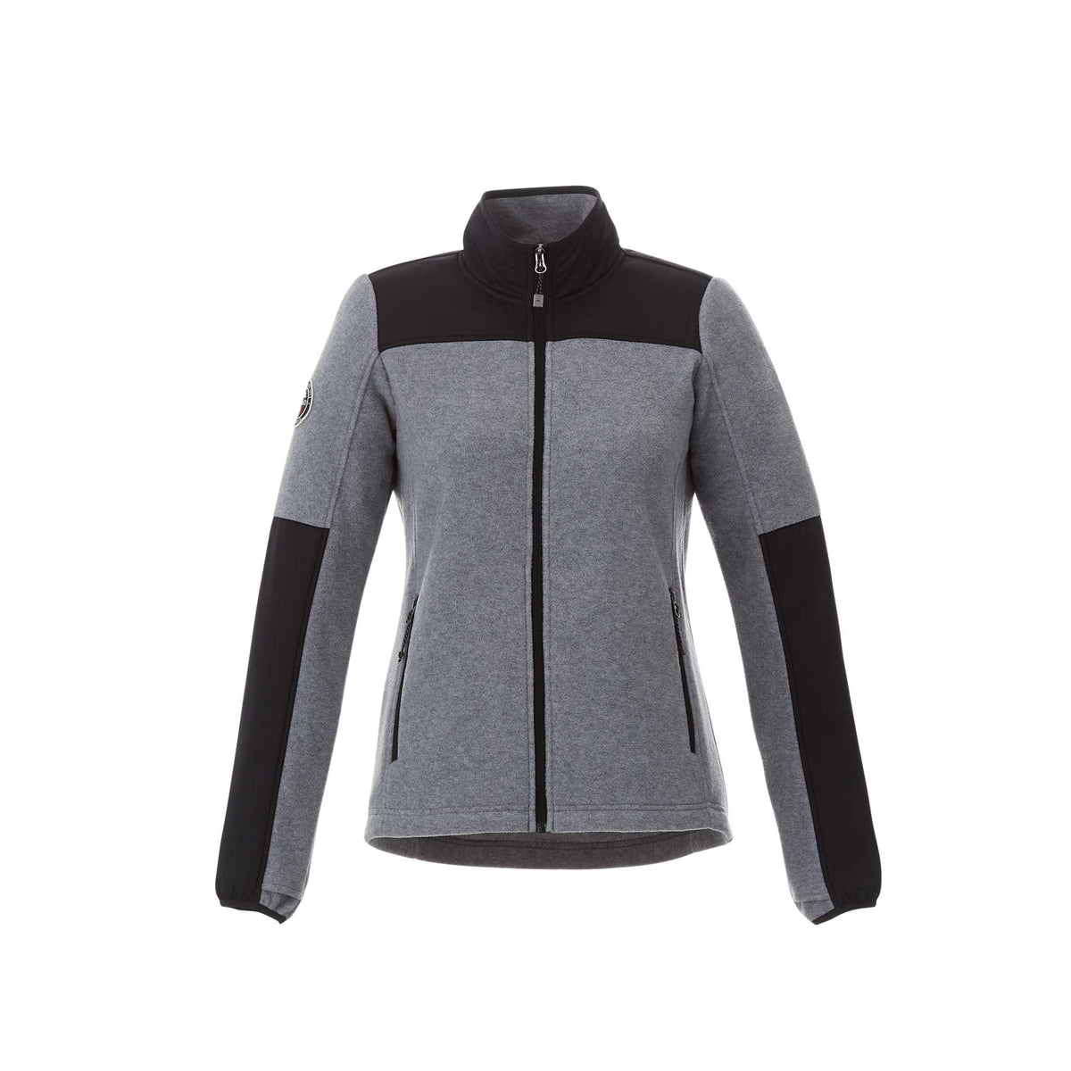Roots73 Briggspoint Microfleece Full Zip Jacket for Women Laser Engraving - Charcoal Mix/Black - Front Flat