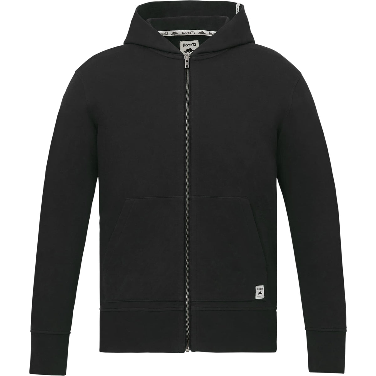 Roots73 Canmore Eco French Terry Full Zip Hoodie for Men Embroidery - Black - Front