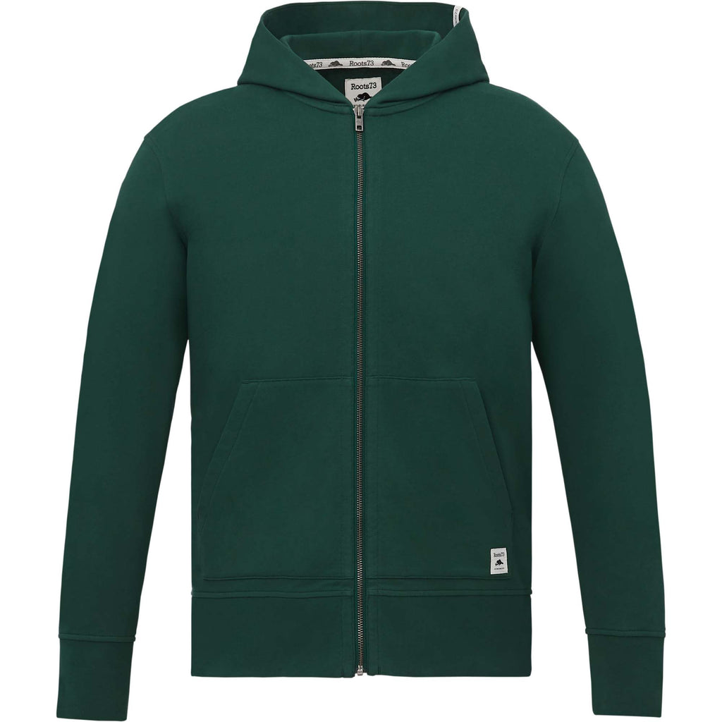 Roots73 Canmore Eco French Terry Full Zip Hoodie for Men Embroidery - Evergreen - Front