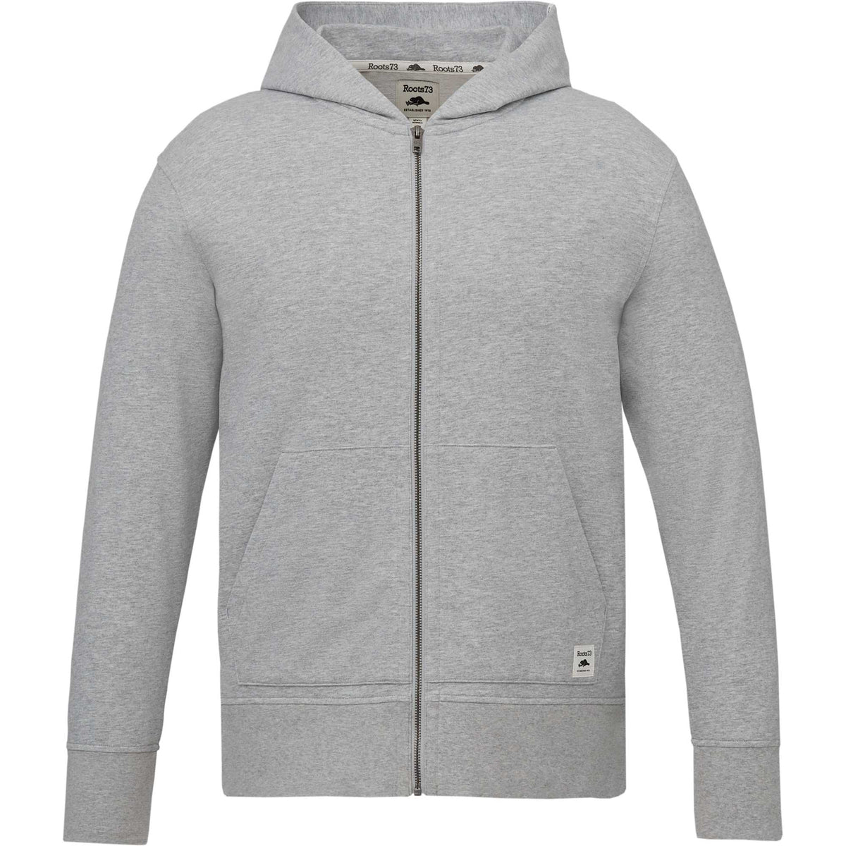Roots73 Canmore Eco French Terry Full Zip Hoodie for Men Embroidery - Grey Mix - Front