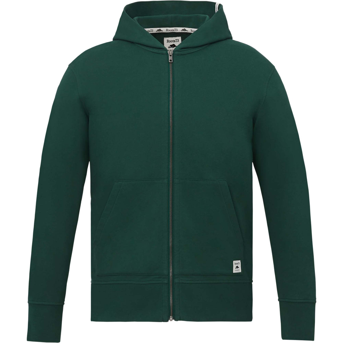 Roots73 Canmore Eco French Terry Full Zip Hoodie for Men Transfer - Evergreen - Front
