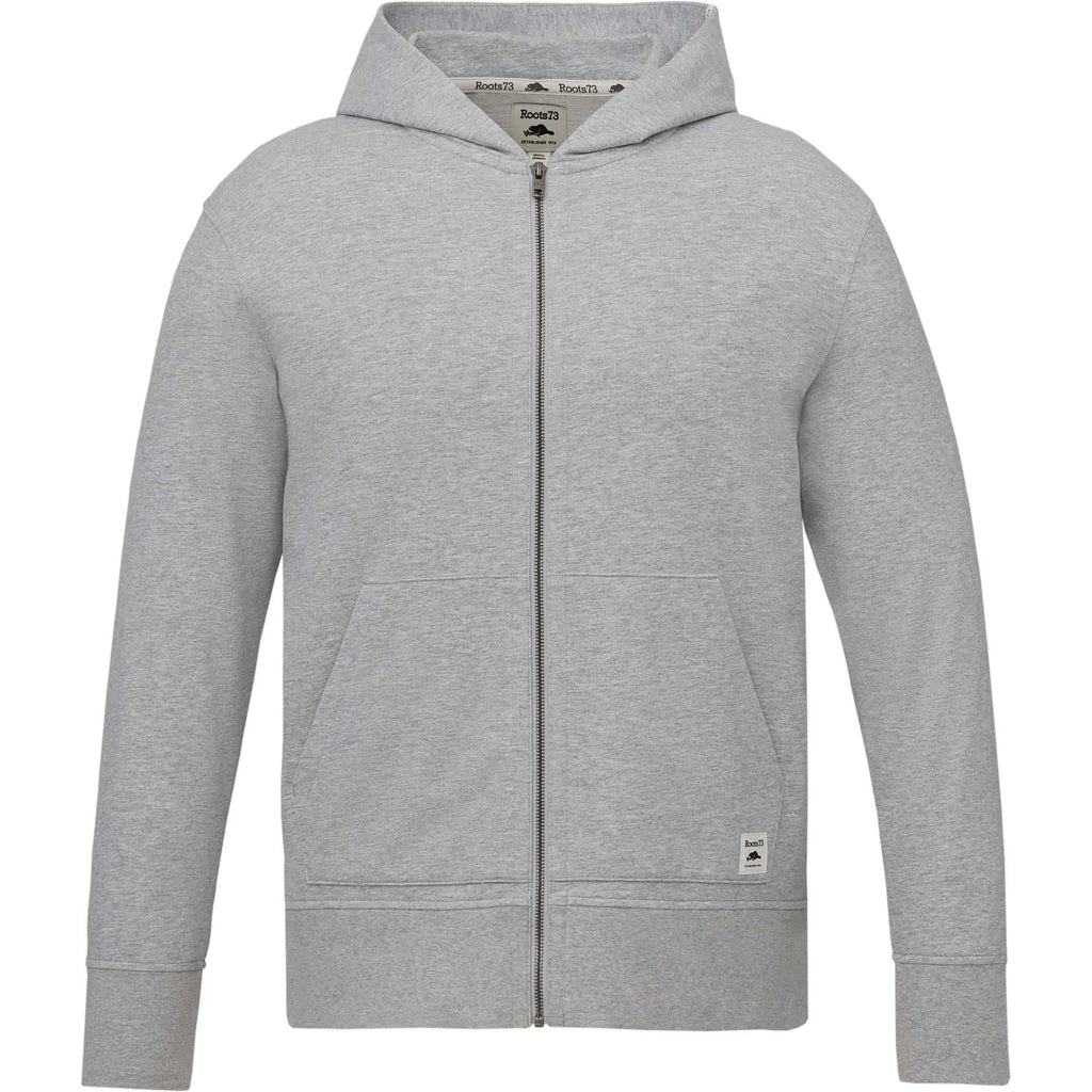 Roots73 Canmore Eco French Terry Full Zip Hoodie for Men Transfer - Grey Mix - Front