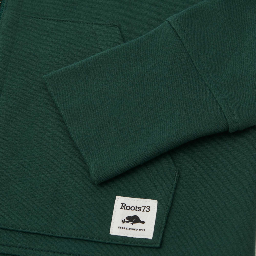 Roots73 Canmore Eco French Terry Full Zip Hoodie for Women Transfer - Evergreen - Detail