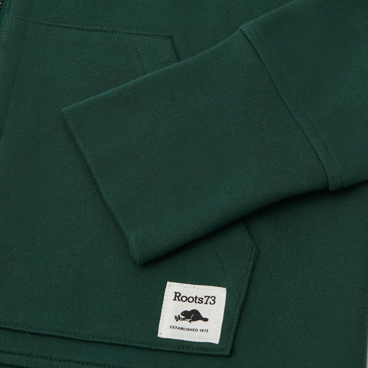 Roots73 Canmore Eco French Terry Full Zip Hoodie for Women Transfer - Evergreen - Detail