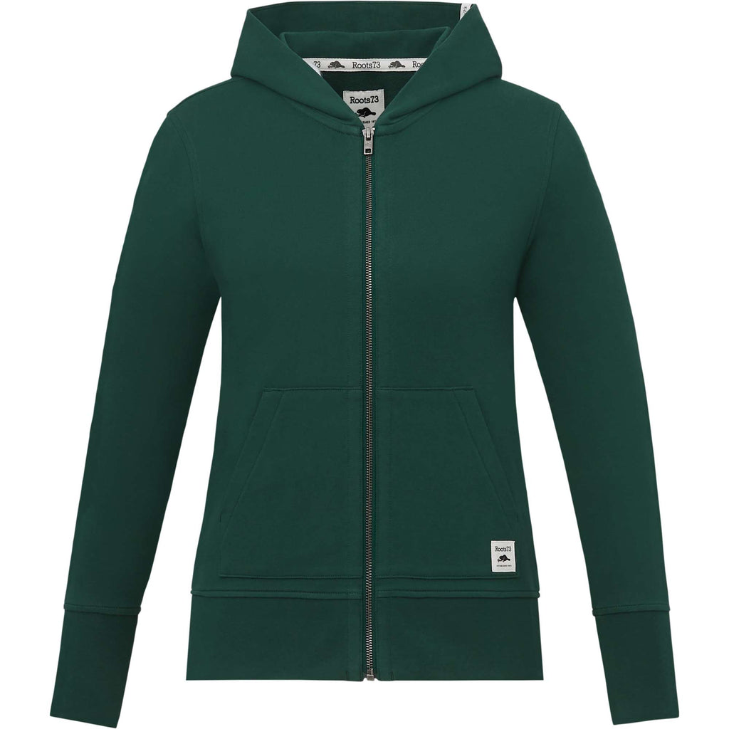 Roots73 Canmore Eco French Terry Full Zip Hoodie for Women Transfer - Evergreen - Front