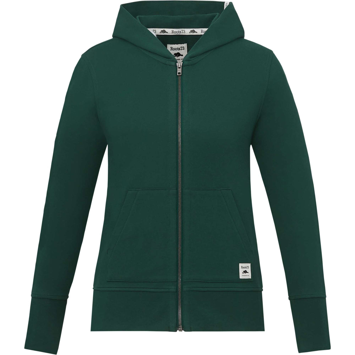 Roots73 Canmore Eco French Terry Full Zip Hoodie for Women Transfer - Evergreen - Front
