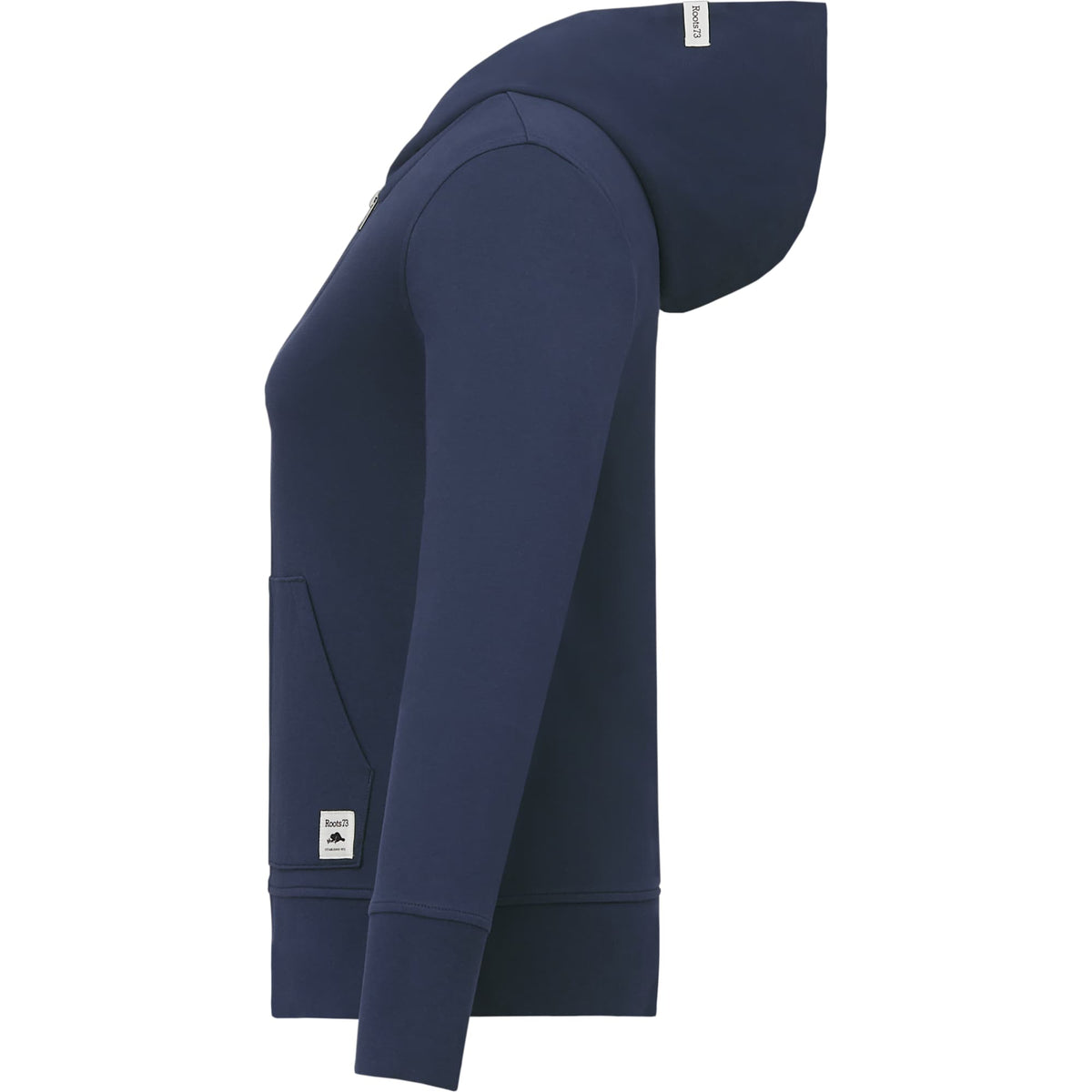 Roots73 Canmore Eco French Terry Full Zip Hoodie for Women Transfer - Indigo Blue - Left Side