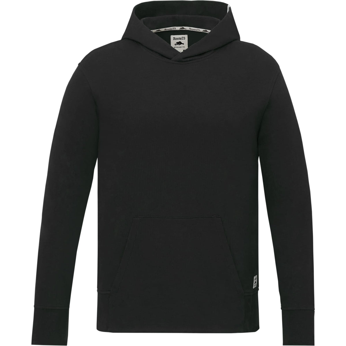Roots73 Canmore Eco Pullover Hoodie, Unisex Embroidery - Black - Front