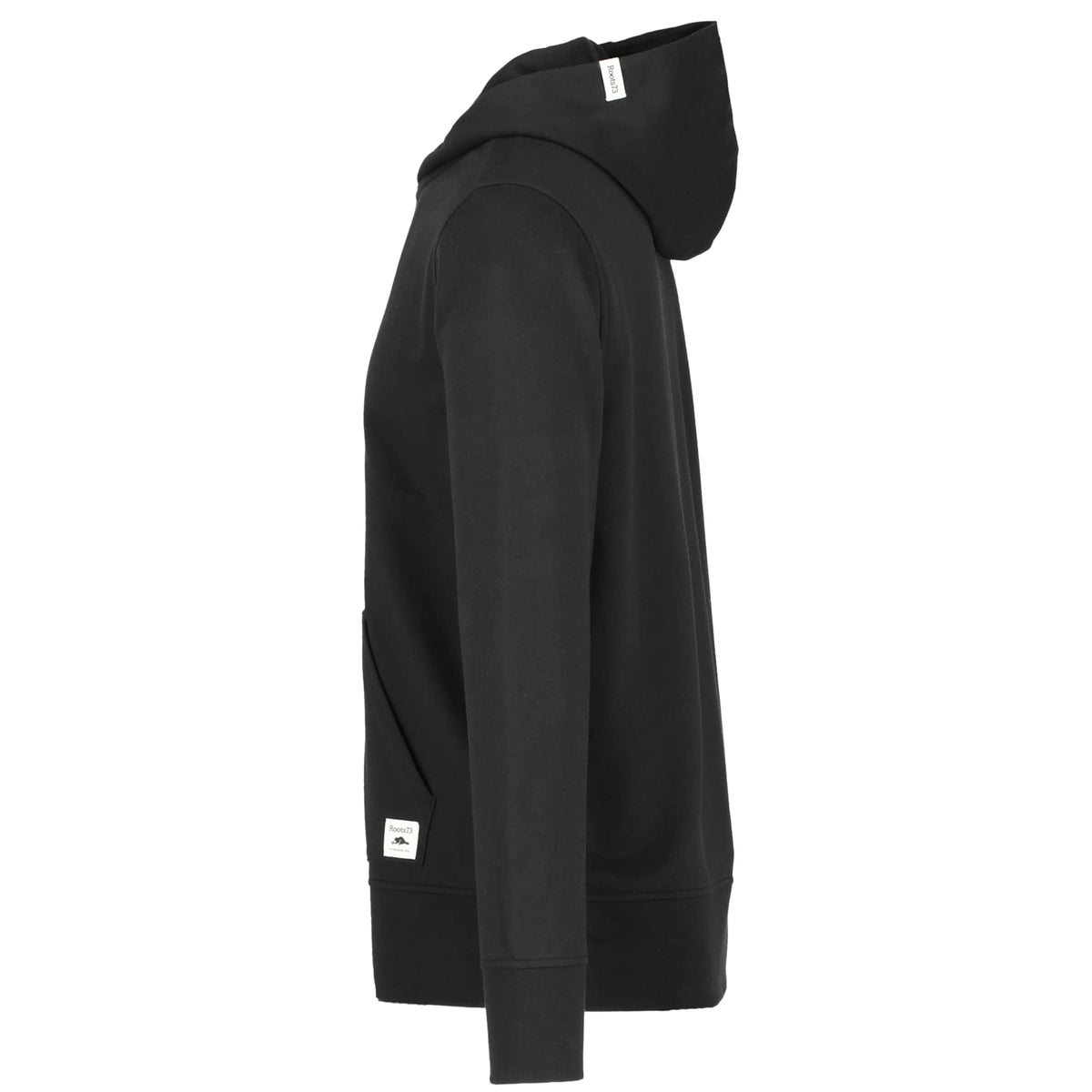 Roots73 Canmore Eco Quarter Zip Hoodie, Unisex Transfer - Black - Left Side
