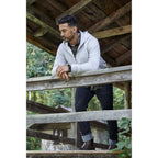 Roots73 Canmore Eco Quarter Zip Hoodie, Unisex Transfer - Grey Mix - Front On Model