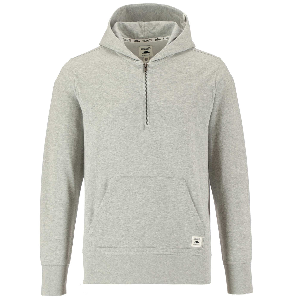 Roots73 Canmore Eco Quarter Zip Hoodie, Unisex Transfer - Grey Mix - Front