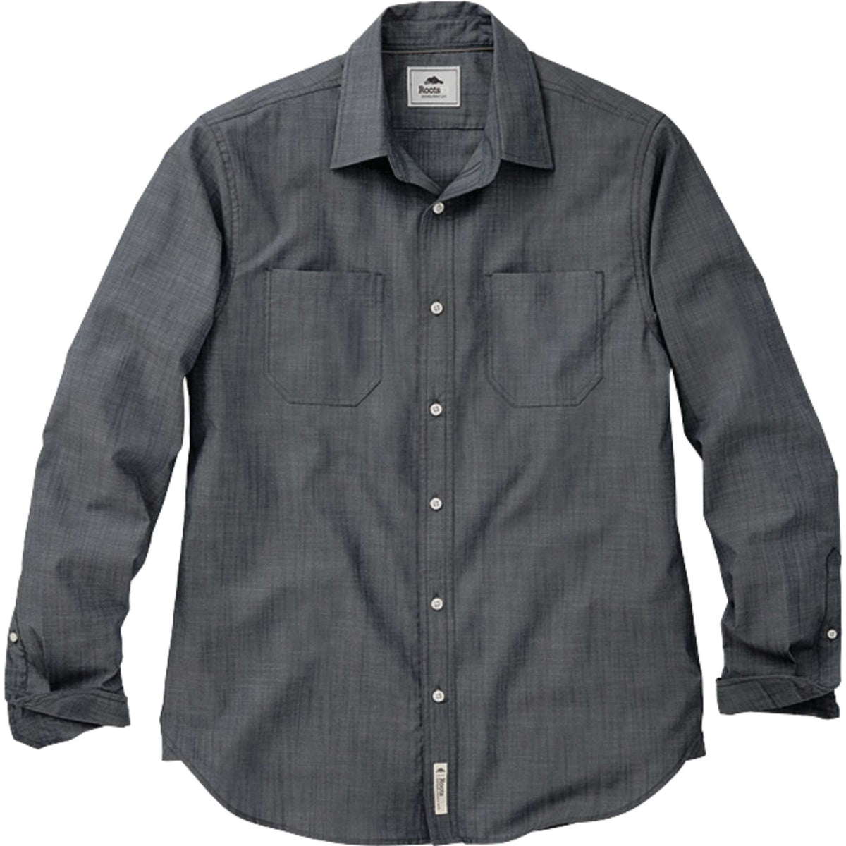 Roots73 Clearwater Long Sleeve Button Up Shirt for Men Transfer - Black Dark - Front Flat