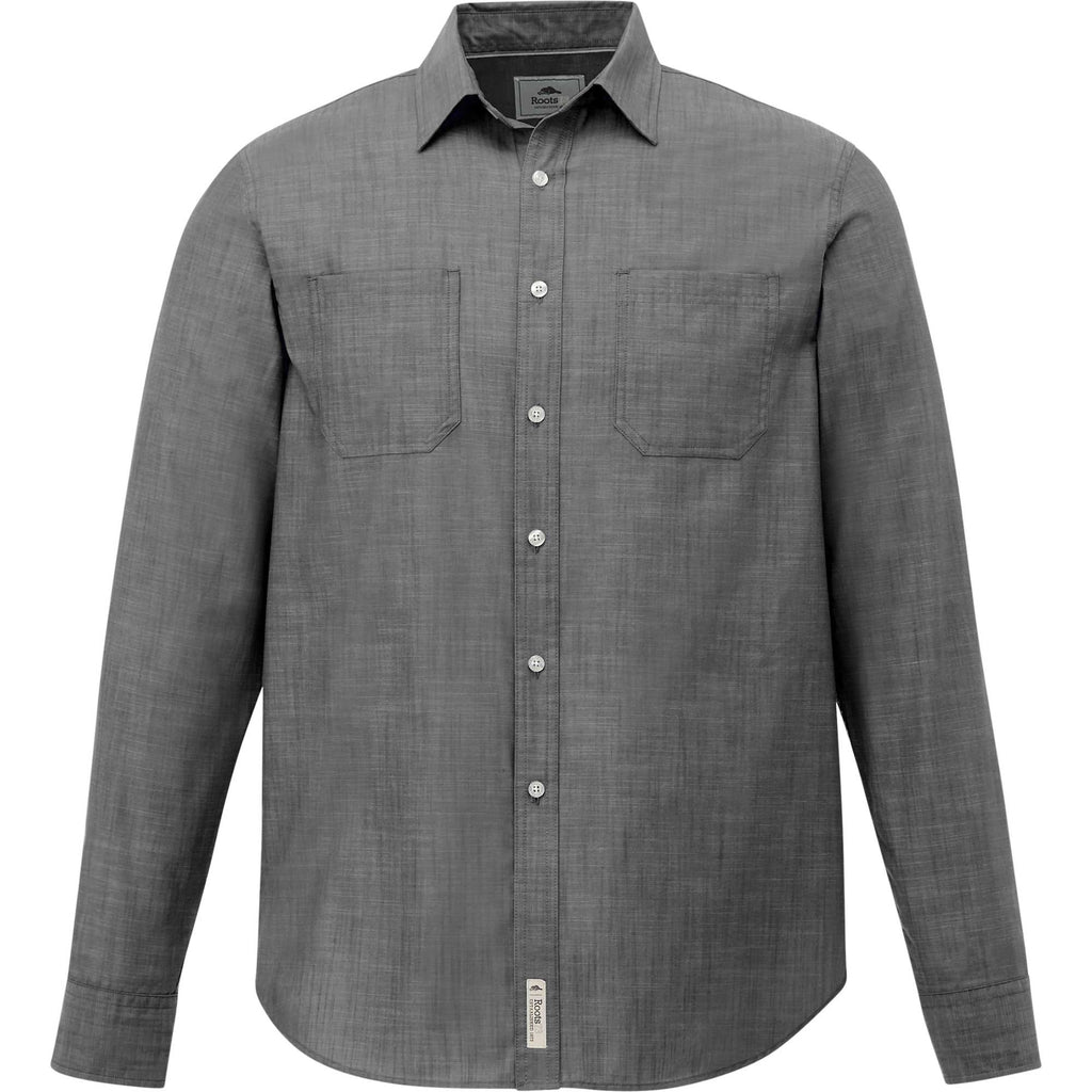 Roots73 Clearwater Long Sleeve Button Up Shirt for Men Transfer - Black Dark - Front