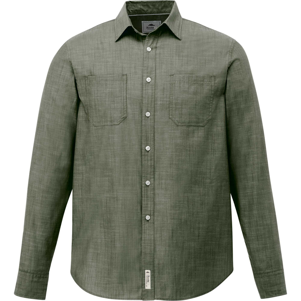 Roots73 Clearwater Long Sleeve Button Up Shirt for Men Transfer - Loden - Front