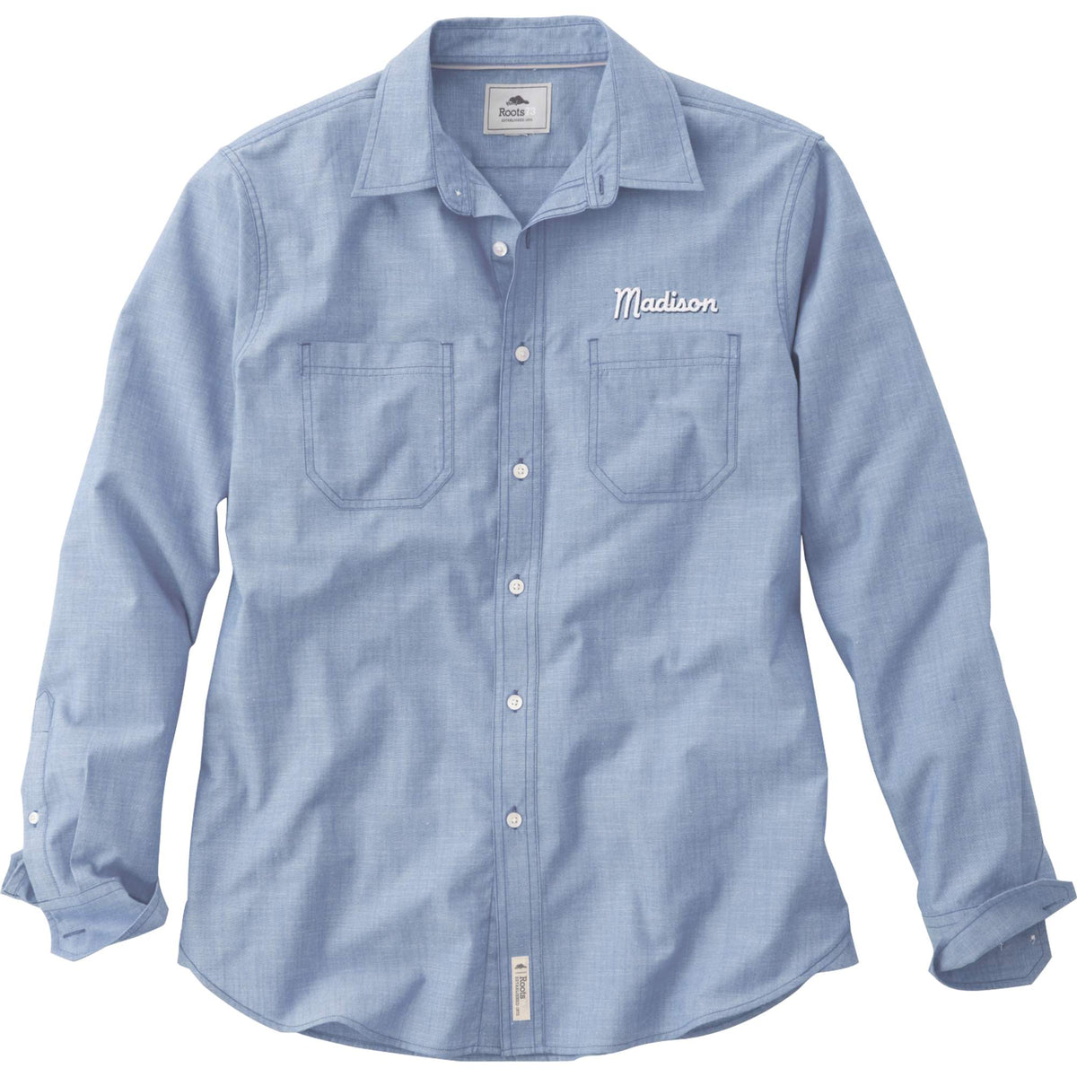 Roots73 Clearwater Long Sleeve Button Up Shirt for Men Transfer - Solace Blue - Front Flat