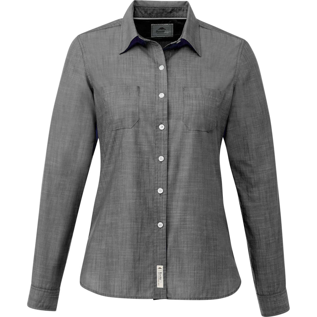 Roots73 Clearwater Slub Poplin Shirt for Women Transfer - Black Dark - Front