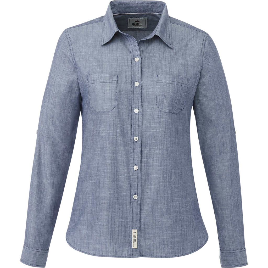 Roots73 Clearwater Slub Poplin Shirt for Women Transfer - Dark Denim - Front