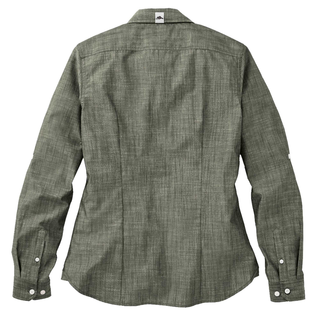 Roots73 Clearwater Slub Poplin Shirt for Women Transfer - Loden - Back Flat
