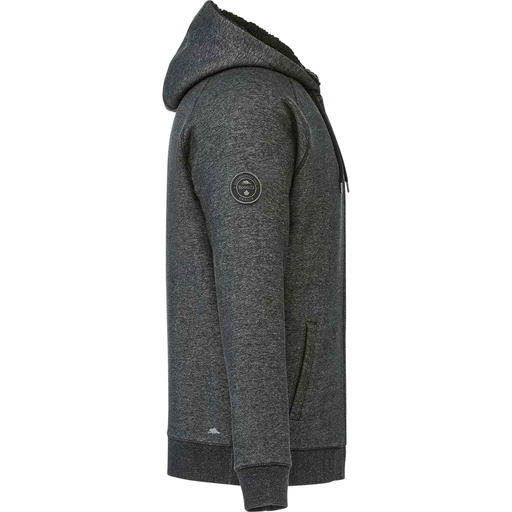 Roots73 Copperbay Sherpa Lined Full Zip Hoodie for Men Embroidery - Black Mix - Right Side