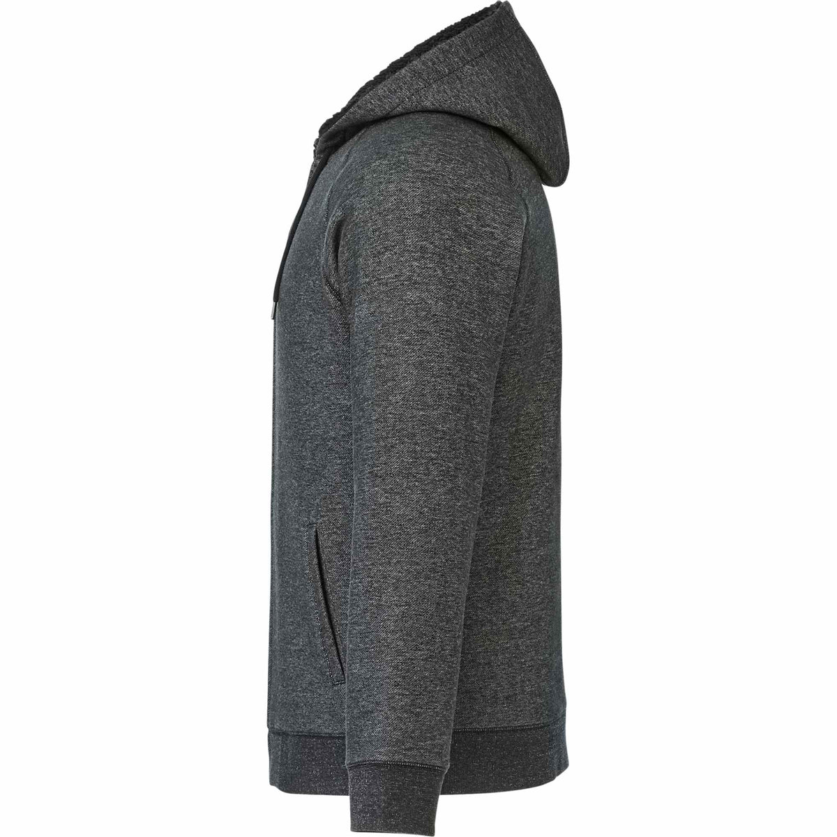 Roots73 Copperbay Sherpa Lined Full Zip Hoodie for Men Transfer - Black Mix - Left Side