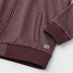 Roots73 Copperbay Sherpa Lined Full Zip Hoodie for Men Transfer - Burgundy Mix - Detail Cuff Hem