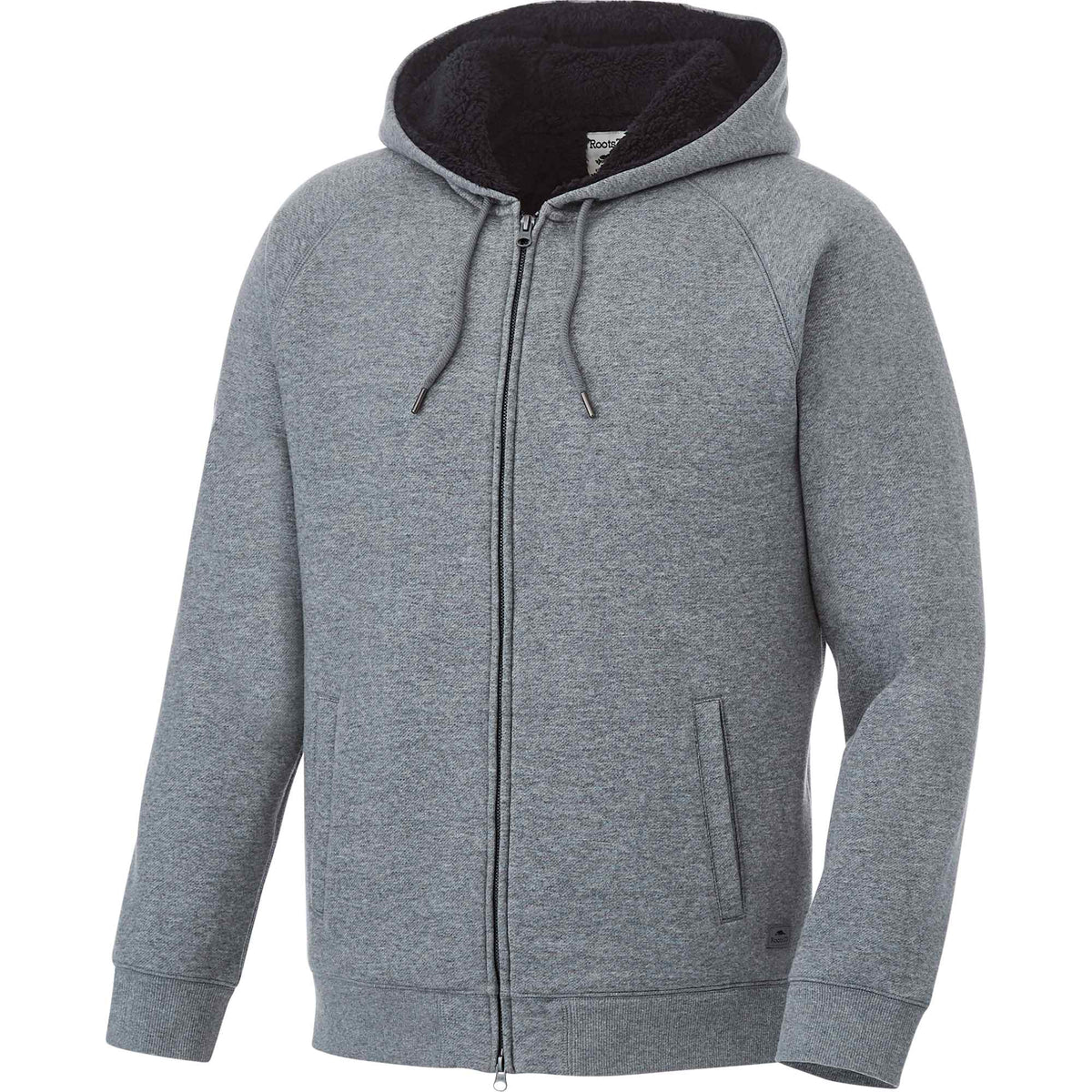 Roots73 Copperbay Sherpa Lined Full Zip Hoodie for Men Transfer - Charcoal Mix - Left Angle