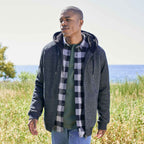 Roots73 Copperbay Sherpa Lined Full Zip Hoodie for Men Transfer - Charcoal Mix - On Model