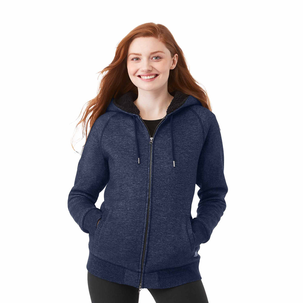 Roots73 Copperbay Sherpa Lined Full Zip Hoodie for Women Transfer - Atlantic Navy Mix - Front 2