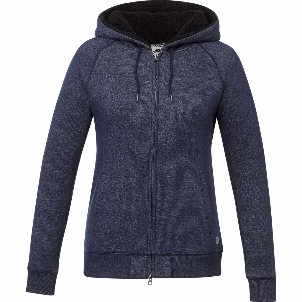 Roots73 Copperbay Sherpa Lined Full Zip Hoodie for Women Transfer - Atlantic Navy Mix - Front
