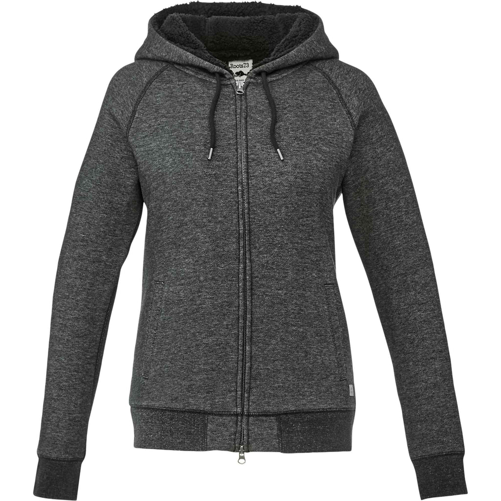 Roots73 Copperbay Sherpa Lined Full Zip Hoodie for Women Transfer - Black Mix - Front