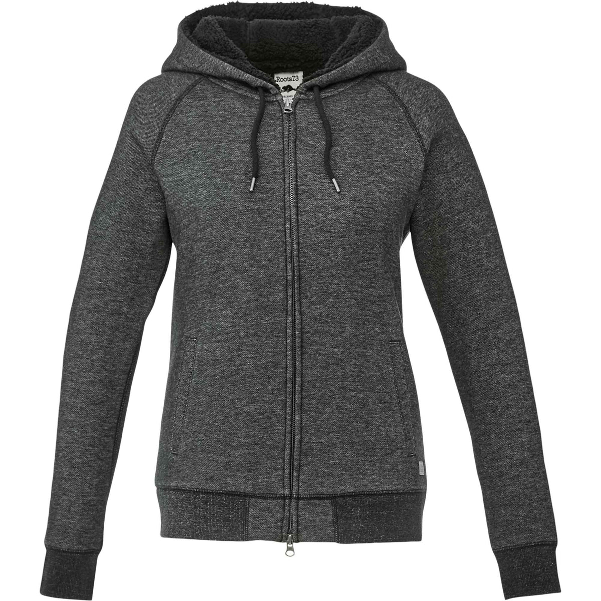 Roots73 Copperbay Sherpa Lined Full Zip Hoodie for Women Transfer - Black Mix - Front