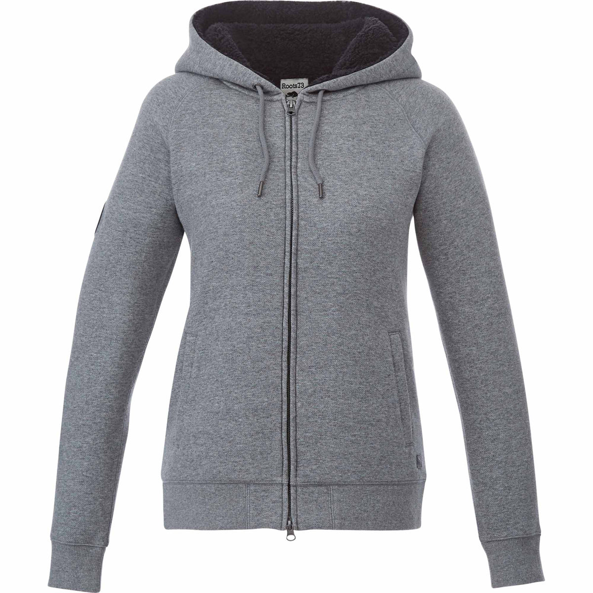 Roots73 Copperbay Sherpa Lined Full Zip Hoodie for Women Transfer - Charcoal Mix - Front