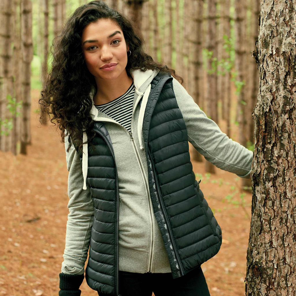 Roots73 Eaglecove Packable Down Vest for Women Embroidery - Black - On Model
