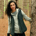 Roots73 Eaglecove Packable Down Vest for Women Embroidery - Black - On Model
