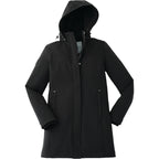 Roots73 Elkpoint Long Softshell Jacket with Hood for Women Debossing - Black - Front Flat