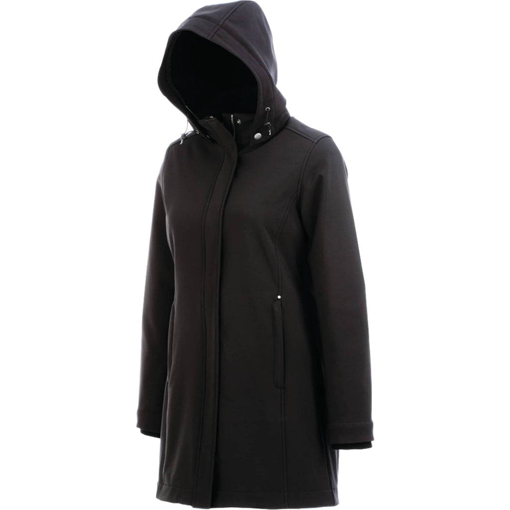 Roots73 Elkpoint Long Softshell Jacket with Hood for Women Laser Engraving - Black - Flat