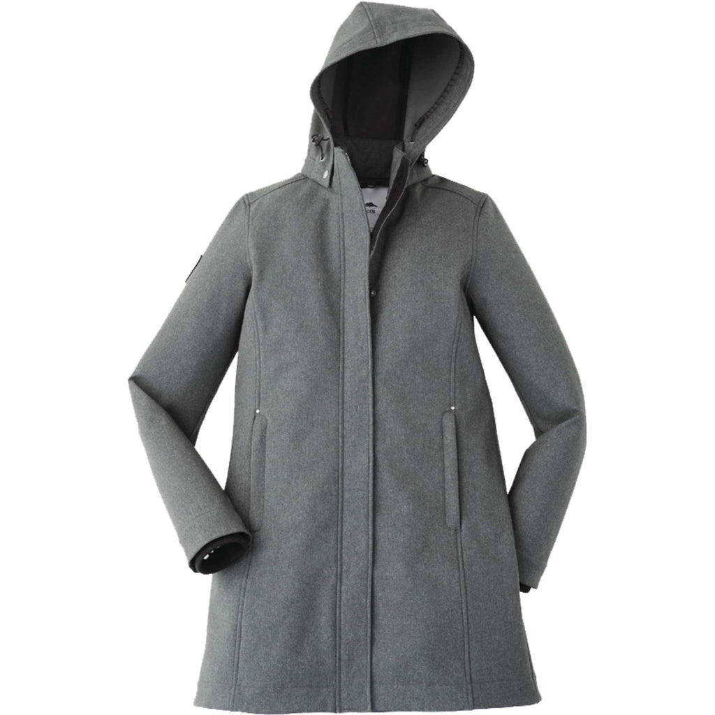 Roots73 Elkpoint Long Softshell Jacket with Hood for Women Laser Engraving - Dark Charcoal Mix - Front Flat