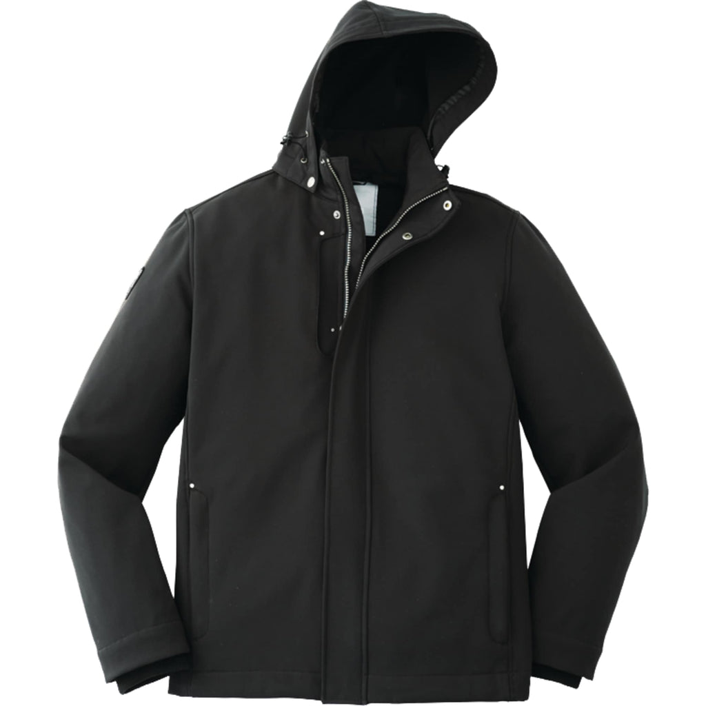 Roots73 Elkpoint Softshell Jacket with Detachable Hood for Men Debossing - Black - Front Flat