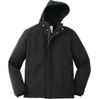 Roots73 Elkpoint Softshell Jacket with Detachable Hood for Men Debossing - Black - Front Flat