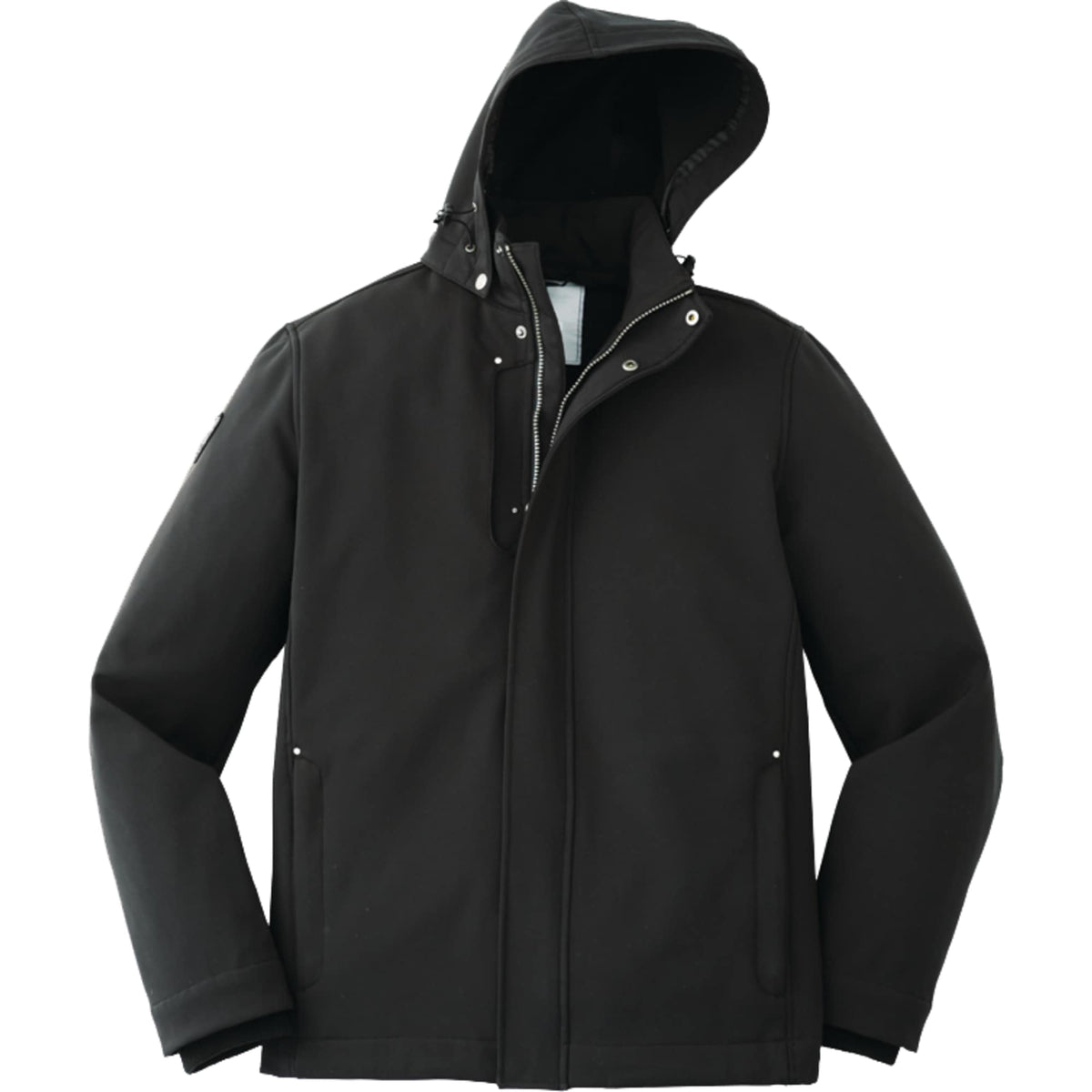 Roots73 Elkpoint Softshell Jacket with Detachable Hood for Men Debossing - Black - Front Flat