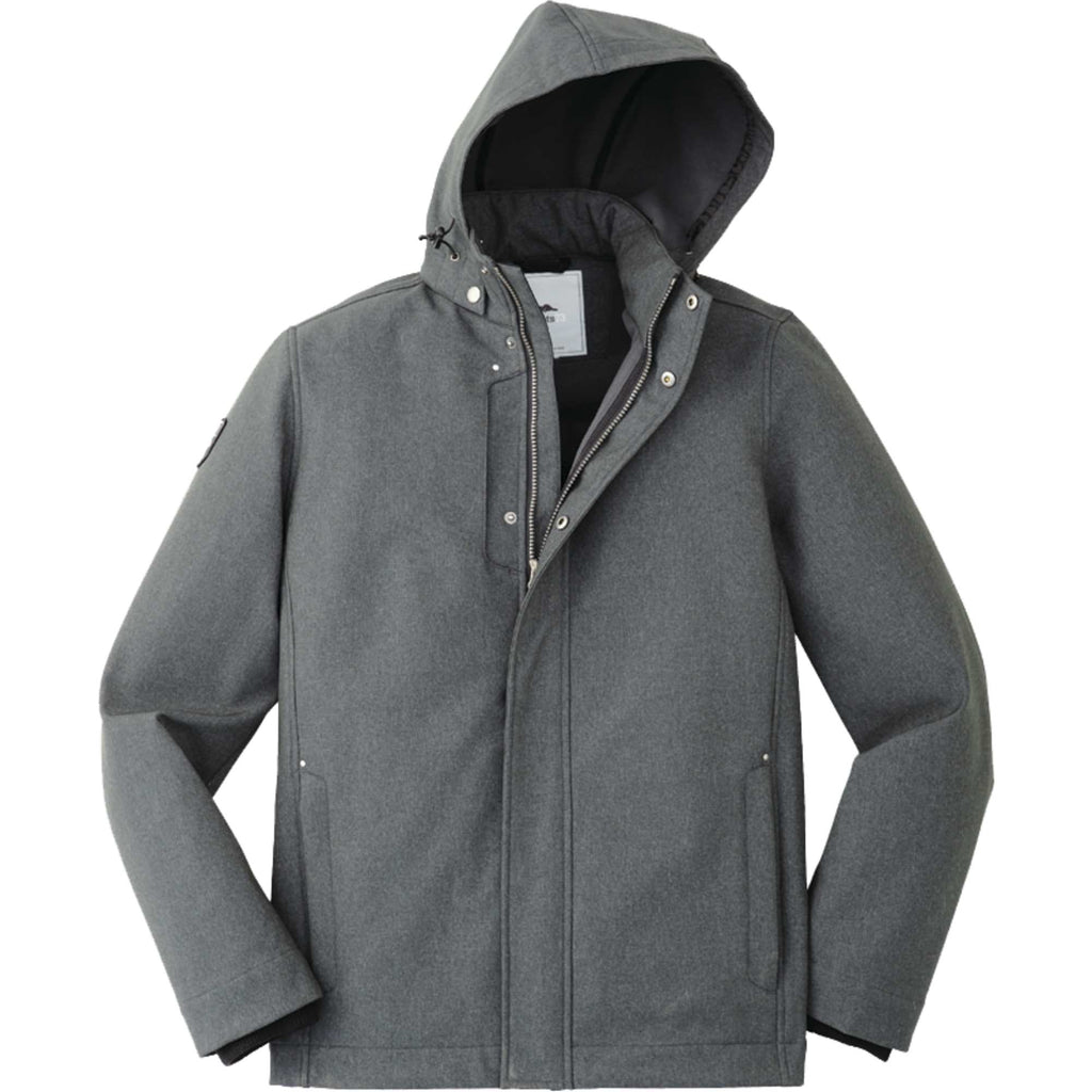 Roots73 Elkpoint Softshell Jacket with Detachable Hood for Men Debossing - Dark Charcoal Mix - Front Flat
