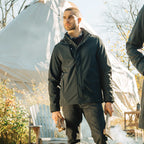 Roots73 Elkpoint Softshell Jacket with Detachable Hood for Men Laser Engraving - Black - On Model