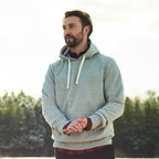 Roots73 Maplegrove Fleece Hoodie for Men Embroidery - Grey Mix - On Model