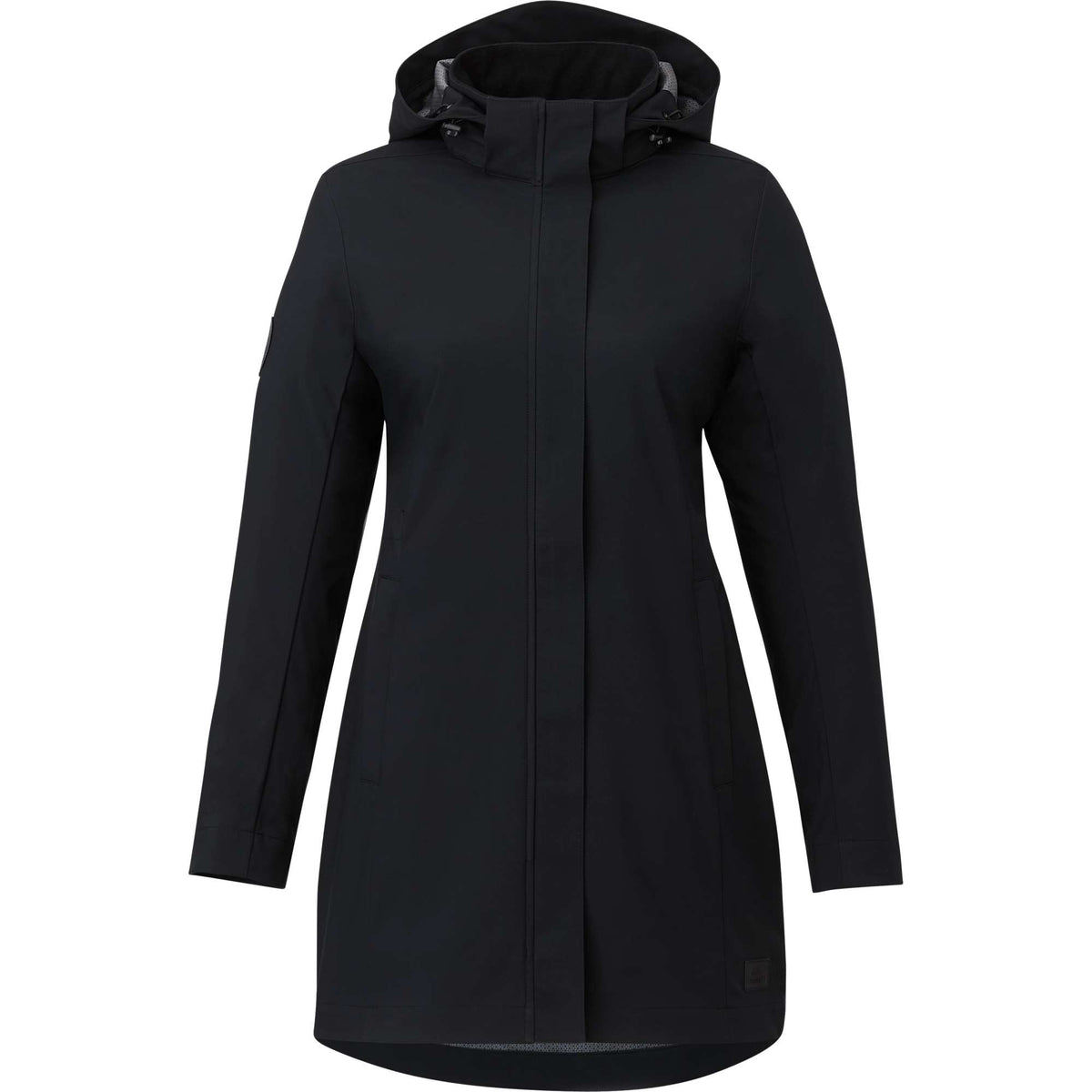 Roots73 Napanee Long Recycled Softshell Jacket for Women Embroidery - Black - Front