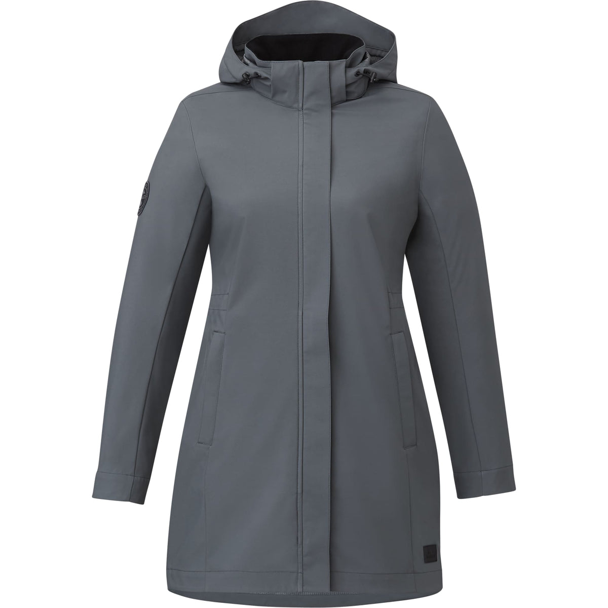 Roots73 Napanee Long Recycled Softshell Jacket for Women Embroidery - Charcoal - Front