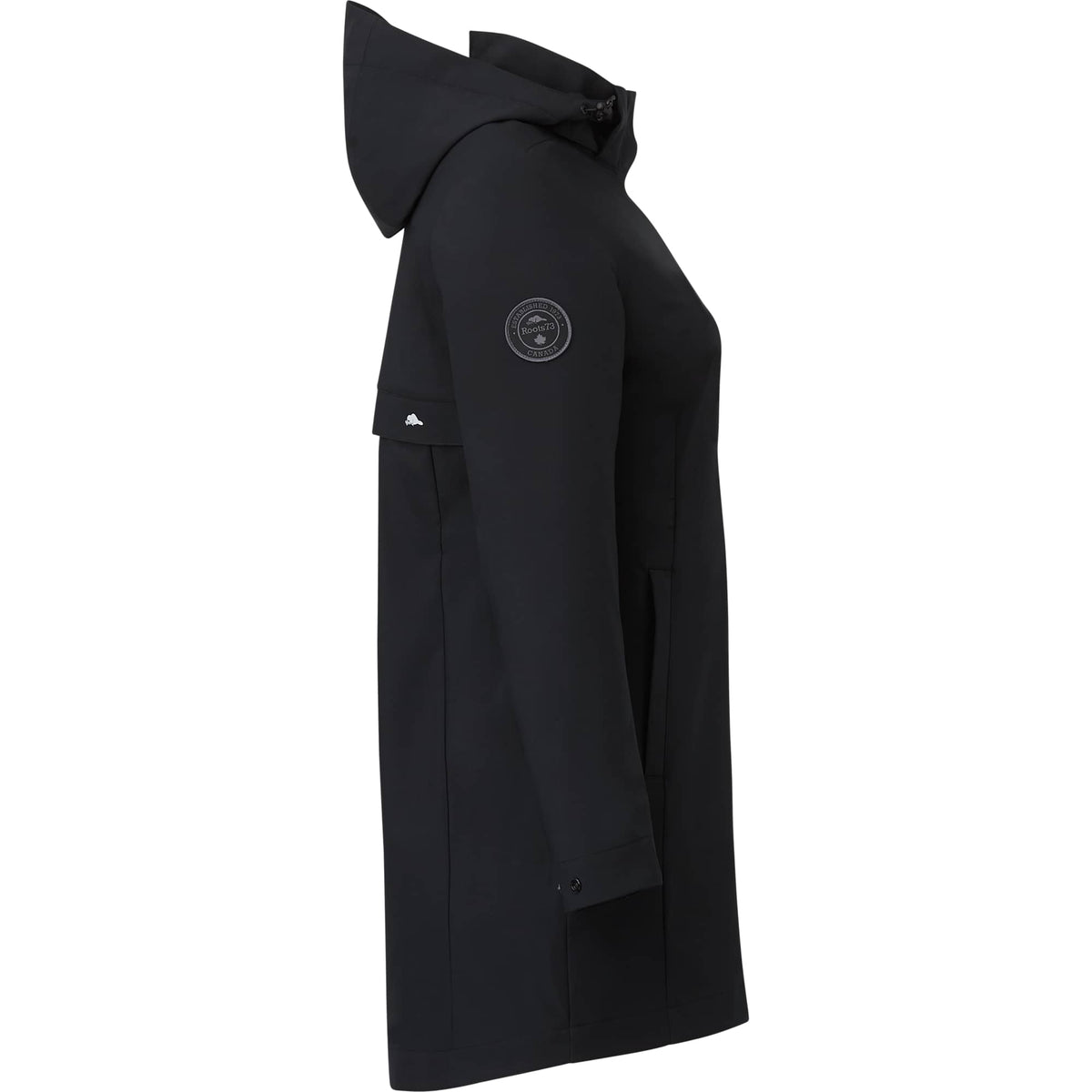 Roots73 Napanee Long Recycled Softshell Jacket for Women Laser Engraving - Black - Right Side