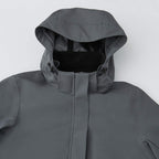 Roots73 Napanee Long Recycled Softshell Jacket for Women Laser Engraving - Charcoal - Detail Hood 2