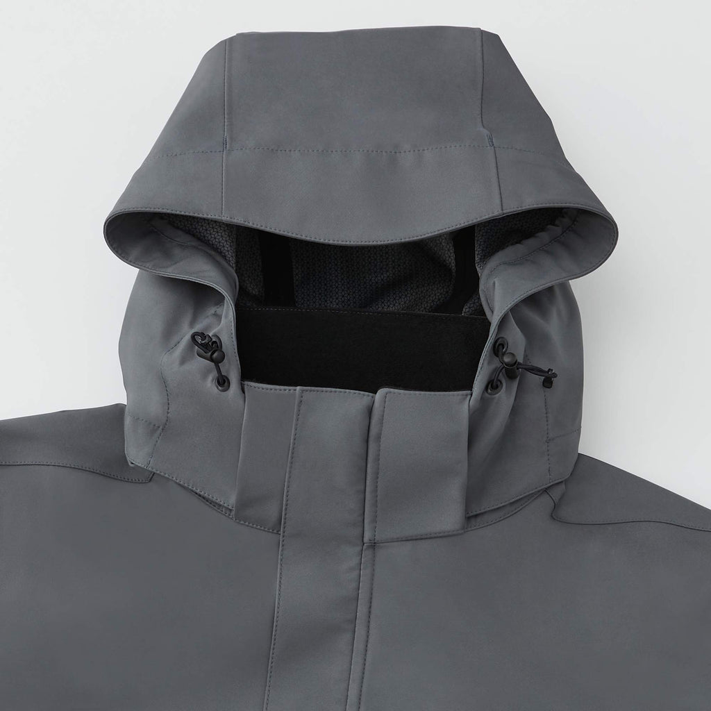 Roots73 Napanee Recycled Waterproof Softshell Jacket for Men Debossing - Charcoal - Detail Collar 2